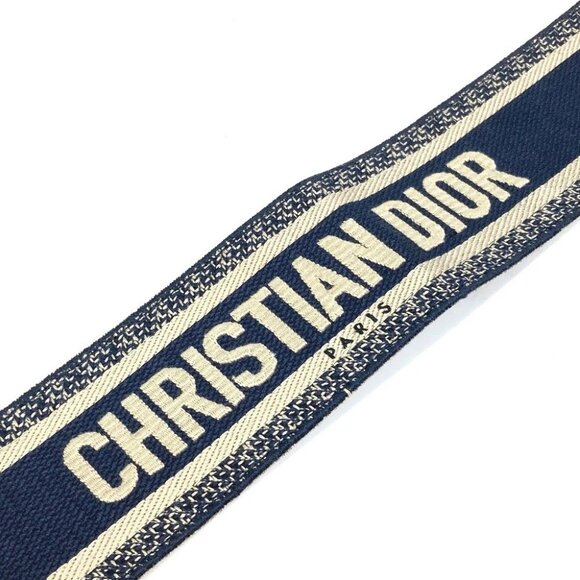 Dior B0003CBTE_M928 CDHardware Embroidered Canvas logo belt Navy x Beige main image 12